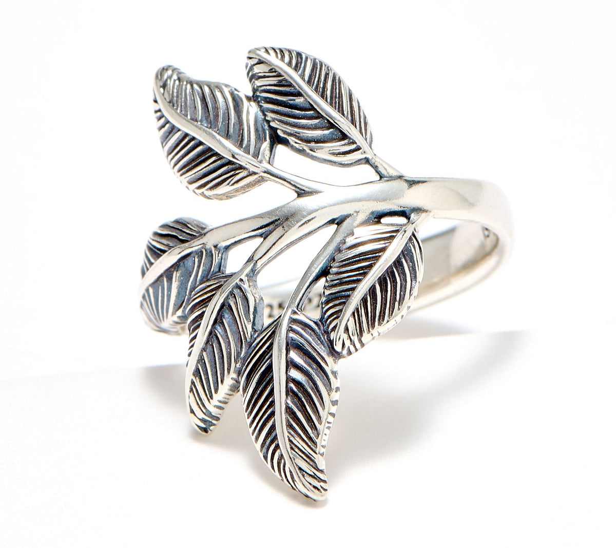 Or Paz Sterling Silver Leaf Ring, Size 10