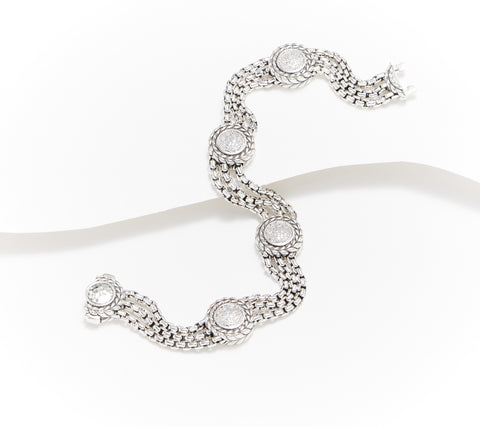 JAI Sterling Silver Diamond Box Chain Bracelet, 8-1/4" Fit