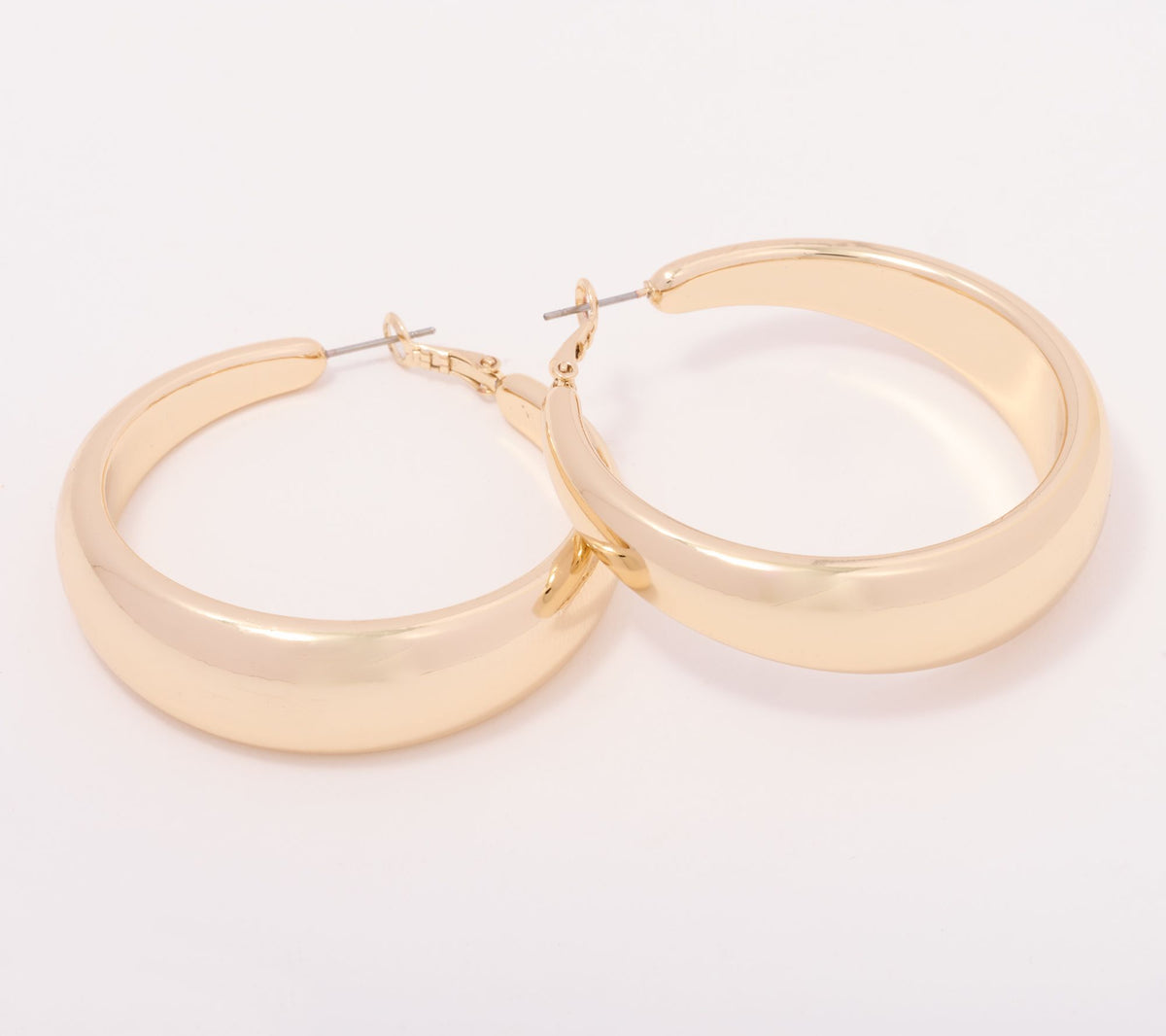 Attitudes by Renee Bold Goldtone Tapered Hoops, 1-3/4"