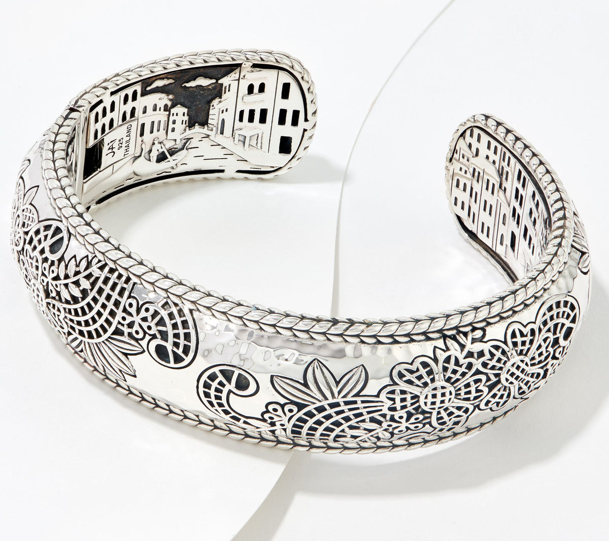 JAI Sterling Silver Bold Venetian Lace Cuff Bracelet, 6-3/4" (82g)