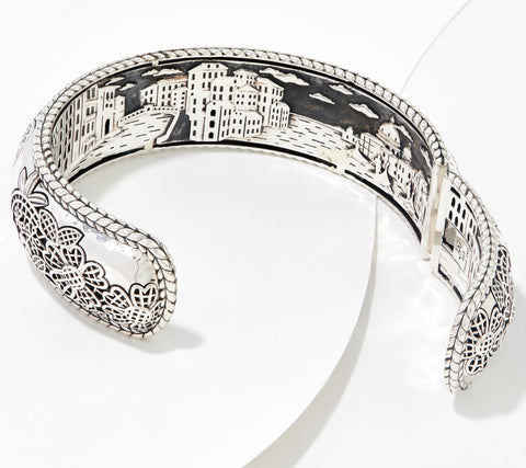 JAI Sterling Silver Bold Venetian Lace Cuff Bracelet, 6-3/4" (82g)