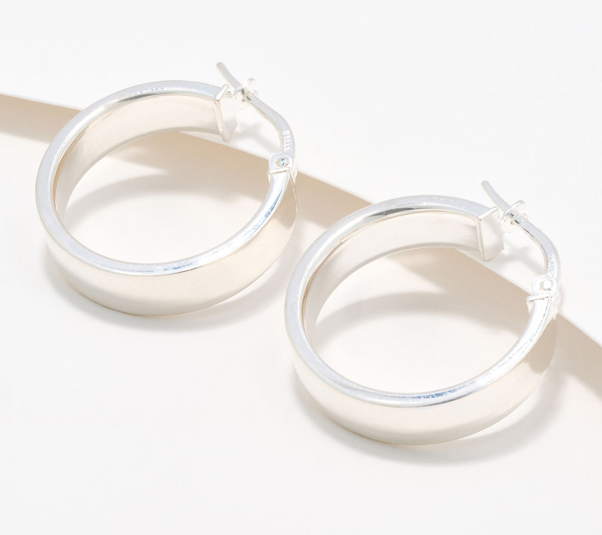 UltraFine 950 Silver Squared Edge 0.75" Hoop Earrings