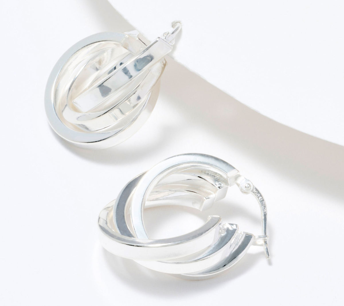 UltraFine Sterling Silver Triple Hoop 1" Earrings