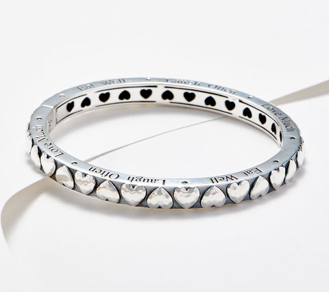 JAI Sterling Silver Best Life Bangle, Heart: Eat Well, Laugh Often, Love Much