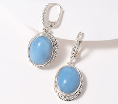 Artisan Crafted Sterling Silver Blue Opal Leverback Earrings, 1-1/2"