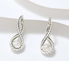 JAI Sterling Silver Twist Hammered Bead Earrings