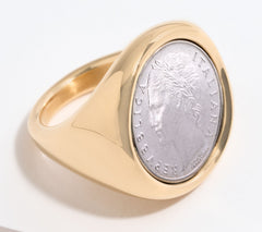 BellaOro 100 Lire Coin Ring, 14K Gold Over Resin, Size 7