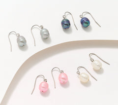 Honora Stainless Steel Cultured Pearls Boxed Set of 4 Wire Drop Earrings