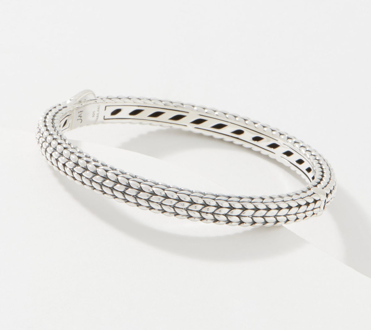 JAI Sterling Silver Signature Basketweave Texture Bangle Bracelet, 7-1/2"