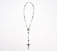 Connemara Marble Mother's Love Rosary Necklace, Silvertone/Blue