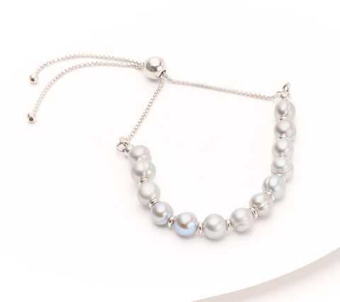 Honora Sterling Silver Cultured Gray Pearl Adjustable Box Chain Bracelet.