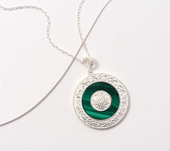 JMH Jewellery Sterling Silver & Malachite Pendant w/ Chain 24"