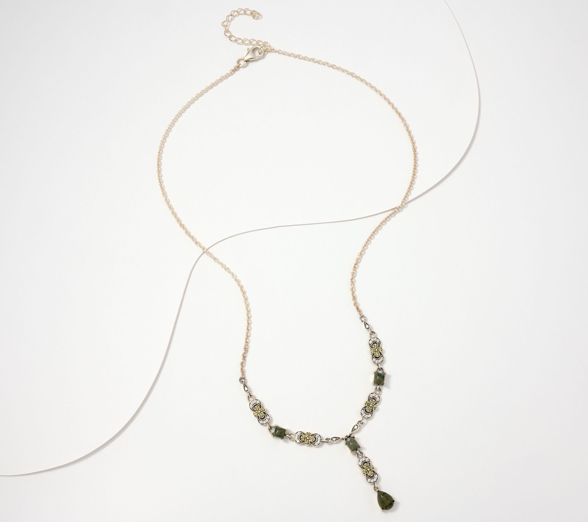 Connemara Marble Diamonique Country Estate Necklace, 18"L