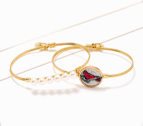 Luca & Danni Goldtone Set of 2 Inspirational Cardinal Bangles 7"