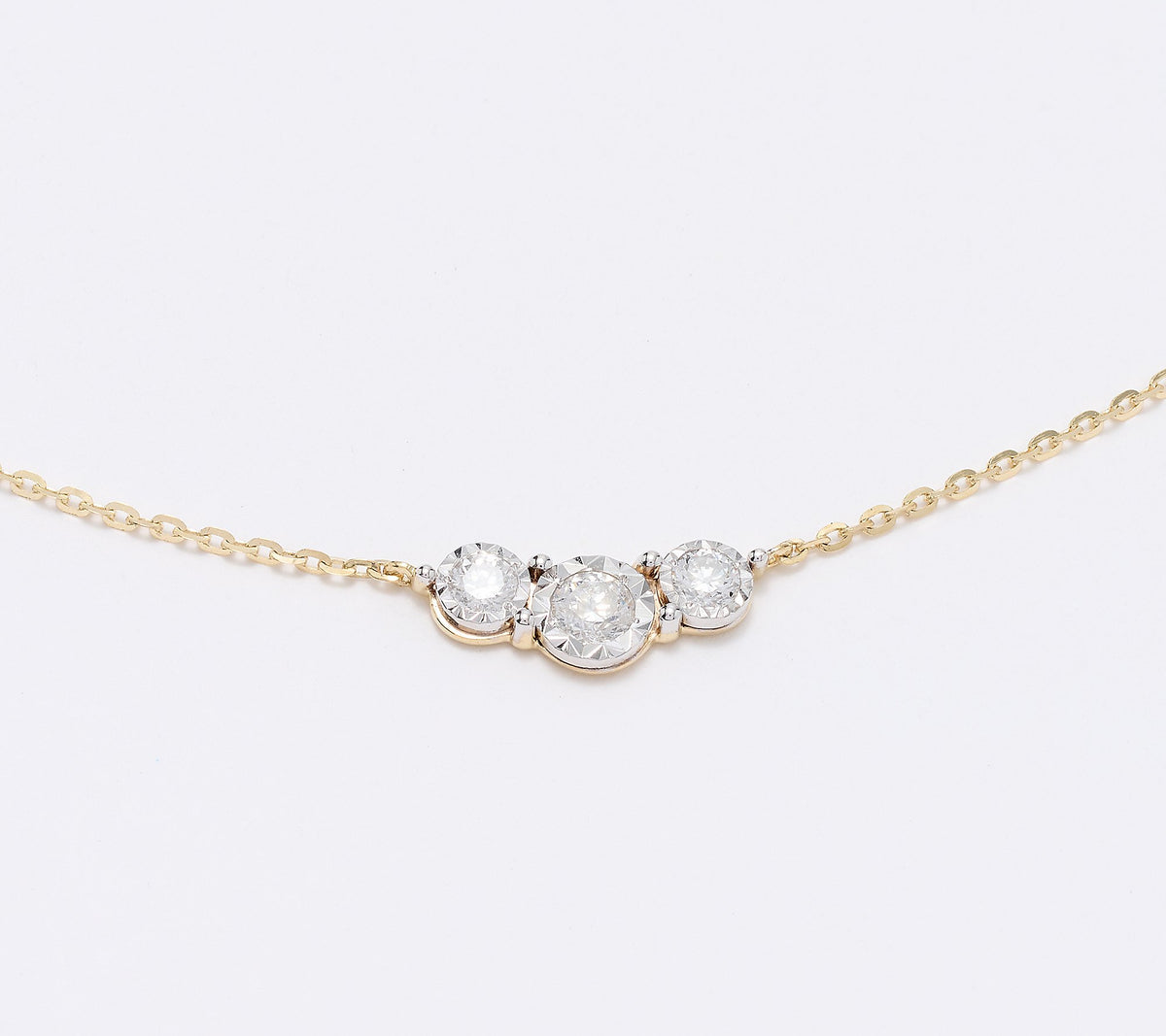 Affinity 14K Yellow Gold Triple  0.15cttw Diamond Necklace, 18"