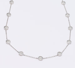 Affinity Diamonds 21 Station Bezel Necklace, 1.10cttw, 14K White