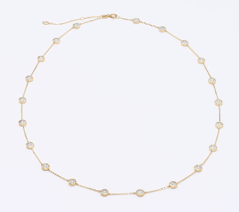 Affinity Diamonds 21 Station Bezel Necklace, 1.10cttw, 14K Yellow