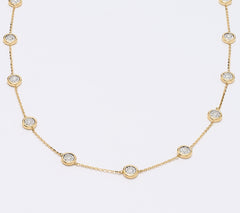 Affinity Diamonds 21 Station Bezel Necklace, 1.10cttw, 14K Yellow