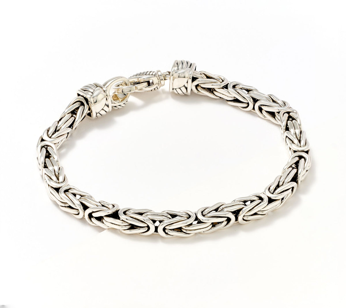 JAI Sterling Silver 5.1mm Byzantine Bracelet, 7" (27.3g)