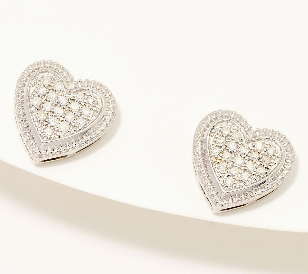 Accents by Affinity Diamond Sterling Silver Heart Stud Earrings 0.10cttw