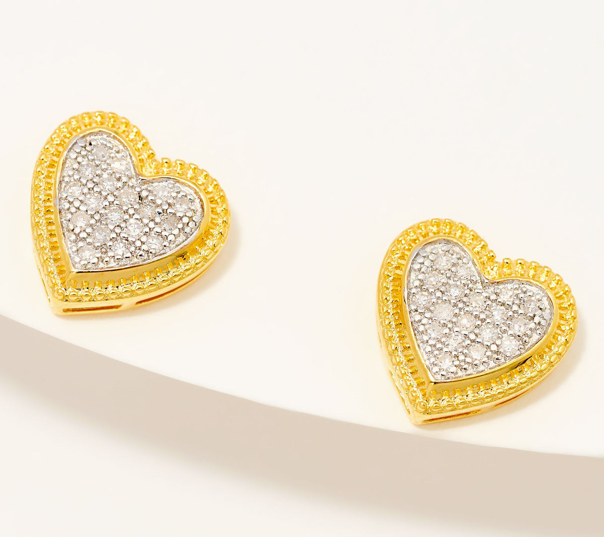 Accents by Affinity Diamond Sterling Silver Goldclad Heart Stud Earrings