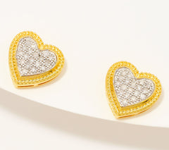 Accents by Affinity Diamond Sterling Silver Goldclad Heart Stud Earrings