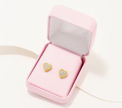 Accents by Affinity Diamond Sterling Silver Goldclad Heart Stud Earrings