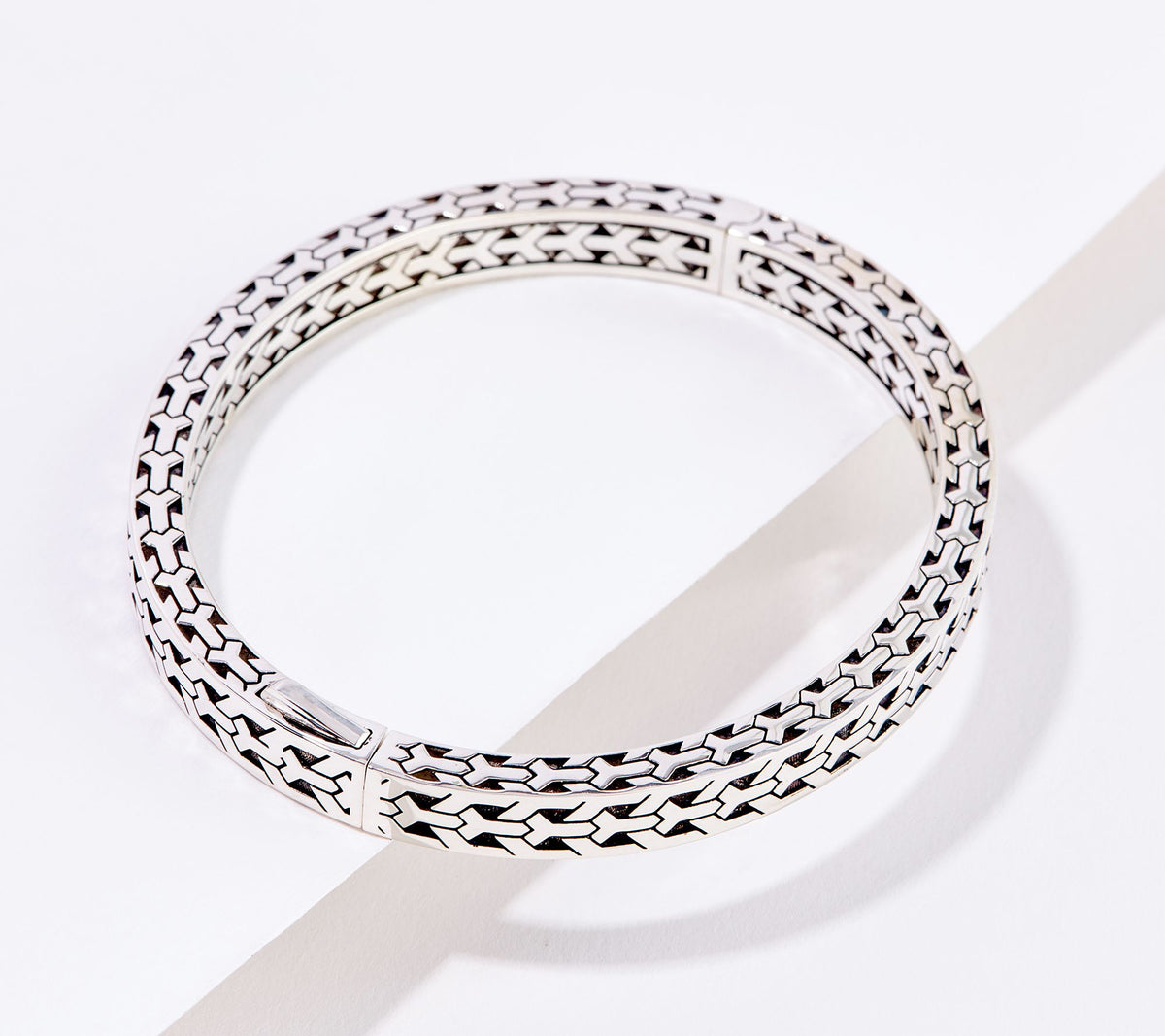 JAI Sterling Silver Crane Bangle Bracelet, 6-3/4"