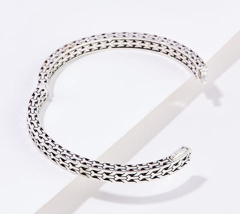 JAI Sterling Silver Crane Bangle Bracelet, 6-3/4"