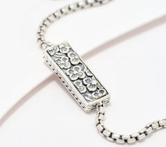 JAI Sterling Silver Heritage Texture Station 1.6mm Box Chain Necklace