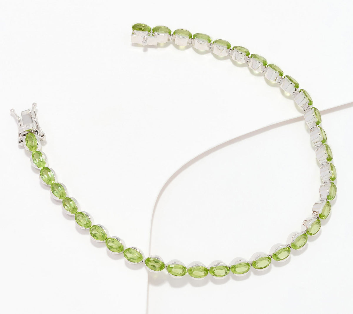 Affinity Gems Sterling Silver Oval Cut Peridot Tennis Bracelet, 7-1/4"