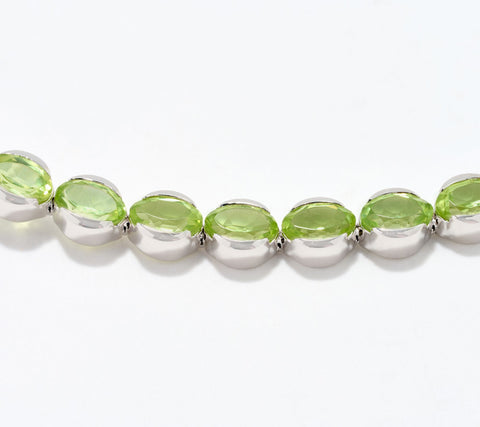 Affinity Gems Sterling Silver Oval Cut Peridot Tennis Bracelet, 7-1/4"