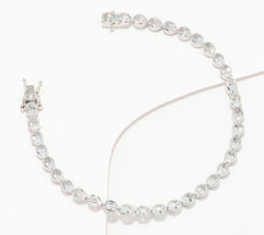 Affinity Gems Sterling Silver Oval Cut White Topaz Tennis Bracelet 6-1/2"