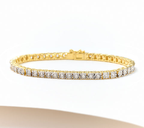 Fire Light Lab Grown Diamond 1ct Tennis Bracelet, Sterling Silver, Goldtone