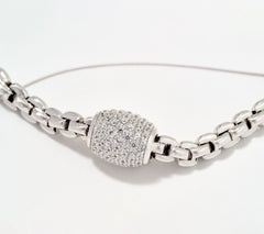 Diamonique Sterling Silver Italia Barrel Chain Link Necklace,  18"