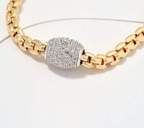 Diamonique Sterling Silver Goldclad Italia Barrel Chain Link Bracelet, 7"