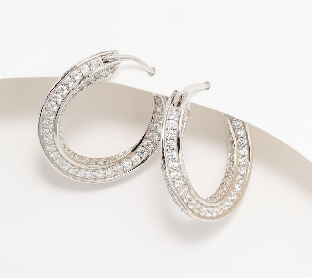 Diamonique Sterling Silver Italia Twisted Hoop Earrings, 1"