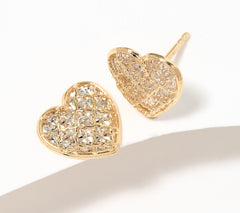 David Markstein 14K Gold Diamond Cut Two-Tone Heart Studs