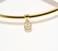 Diamonique Sterling silver Goldclad Italia Pear-Cut Omega Necklace, 18"