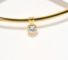 Diamonique Sterling silver Goldclad Italia Heart-Cut Omega Necklace, 18"