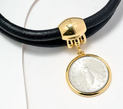 David Markstein Sterling Silver Coin & Leather Bracelet or Necklace, 7-1/2"