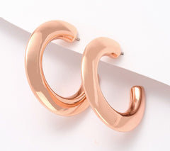 Joan Rivers Knife Edge Hoop Earring, Rosetone