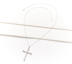 Fire Light Lab Grown Diamond 1cttw Cross Necklace, 14K White Gold