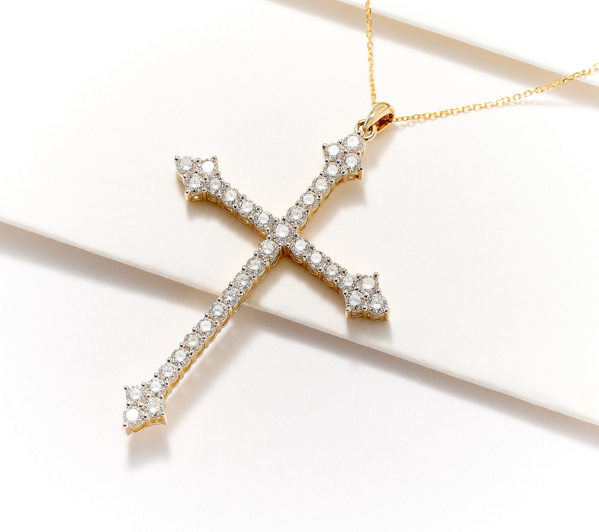 Fire Light Lab Grown Diamond 1cttw Cross Necklace, 14K Yellow Gold