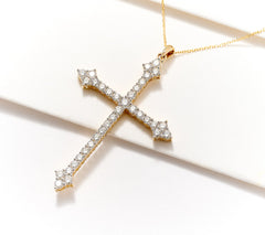 Fire Light Lab Grown Diamond 1cttw Cross Necklace, 14K Yellow Gold