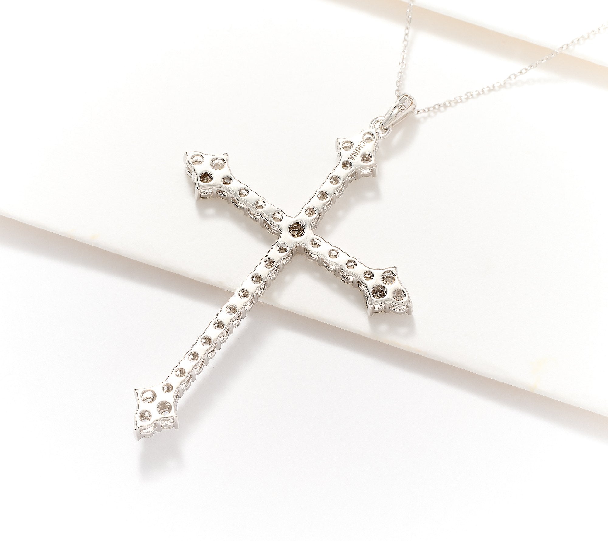 Fire Light Lab Grown Diamond 1cttw Cross Necklace, 14K White Gold