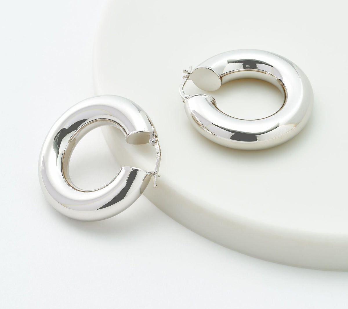 David Markstein Bronze 7.5mm Polished  Hoop Earrings, 1-1/4"