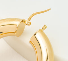 David Markstein Bronze Goldtone 7.5mm Polished Hoop Earrings, 1-1/2"