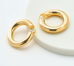 David Markstein Bronze Goldtone 7.5mm Polished Hoop Earrings, 1-1/2"