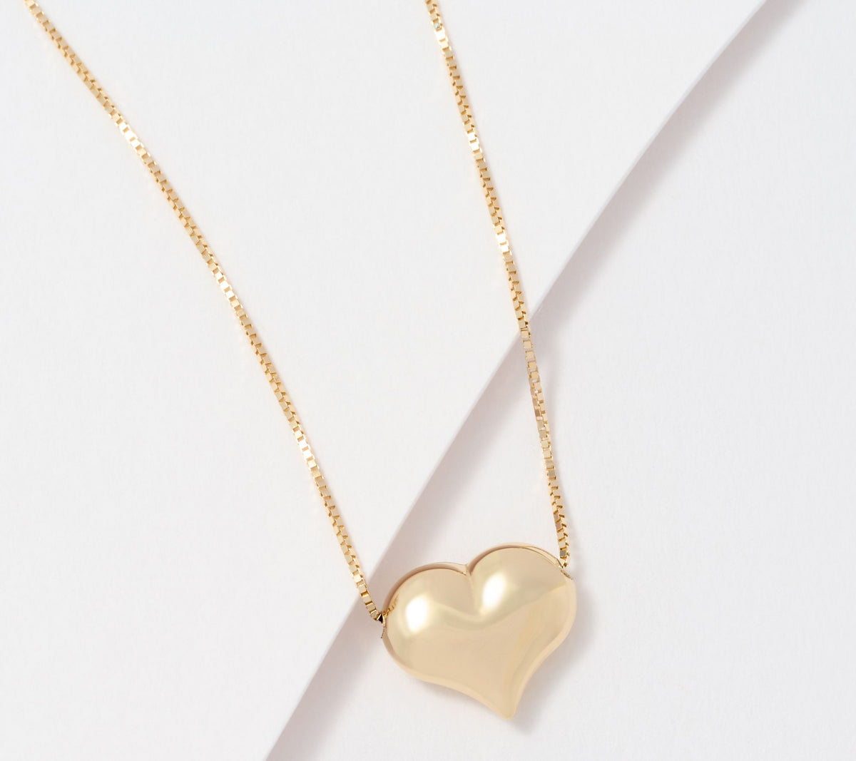 EternaGold 14K Yellow Gold Puffed "Heart" Motif Necklace, 20"